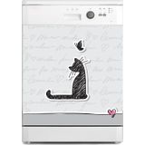 Sticker Art Bulaşık Makinesi Sticker Kaplama Beyaz Eşya Kaplama Kedi Kelebek