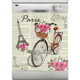 Sticker Art Bulaşık Makinesi Sticker Kaplama Beyaz Eşya Kaplama Paris Bisiklet