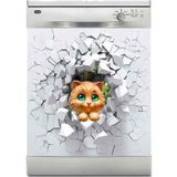 Sticker Art Bulaşık Makinesi Sticker Kaplama Beyaz Eşya Kaplama Şirin Kedi