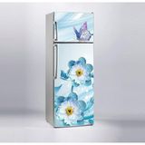 Sticker Art Buzdolabı Sticker Kaplama Dolap Kaplama Etiketi 3D Mavi Çiçek Kelebek