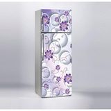 Sticker Art Buzdolabı Sticker Kaplama Dolap Kaplama Etiketi Mor Çiçek Yuvarlak