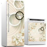 Sticker Art Buzdolabı ve Bulaşık Makinası Beyaz Eşya Sticker Kaplama 3D Golden Yuvarlak