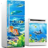 Sticker Art Buzdolabı ve Bulaşık Makinası Beyaz Eşya Sticker Kaplama Denizaltı Balıklar