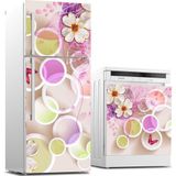 Sticker Art Buzdolabı ve Bulaşık Makinası Beyaz Eşya Sticker Kaplama Renkli Yuvarlak