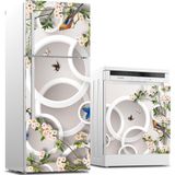Sticker Art Buzdolabı ve Bulaşık Makinası Beyaz Eşya Sticker Kaplama Yuvarlak Kuş Çiçek