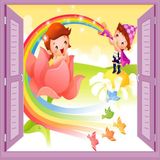 Sticker Art Çocuk Odası Bebek Odası Pencere Poster Duvar Kağıdı Gökkuşağı