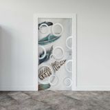 Sticker Art Kapı Giydirme Kapı Sticker Folyosu Renkli Tüyler Yuvarlak