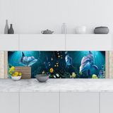 Sticker Art Mutfak Tezgah Arası Folyo Fayans Kaplama Folyosu 3D Sualtı Balıklar 60X300 cm