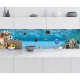 Sticker Art Mutfak Tezgah Arası Folyo Fayans Kaplama Folyosu Akvaryum Sualtı 60x500 CM