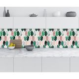 Sticker Art Mutfak Tezgah Arası Folyo Fayans Kaplama Folyosu Altıgen Çiçek 60x400 CM