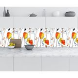 Sticker Art Mutfak Tezgah Arası Folyo Fayans Kaplama Folyosu Çiçek Çizim 60x300 CM