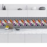 Sticker Art Mutfak Tezgah Arası Folyo Fayans Kaplama Folyosu Çizim Çiçekler 60x300 CM