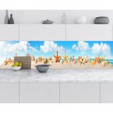 Sticker Art Mutfak Tezgah Arası Folyo Fayans Kaplama Folyosu Deniz Kabukları Panaromik 60x400 CM