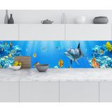 Sticker Art Mutfak Tezgah Arası Folyo Fayans Kaplama Folyosu Denizaltı Balıklar 60x100 CM