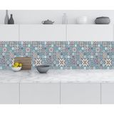 Sticker Art Mutfak Tezgah Arası Folyo Fayans Kaplama Folyosu Fas Desen Mavi 60x300 CM