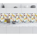 Sticker Art Mutfak Tezgah Arası Folyo Fayans Kaplama Folyosu Kelebek Çiçek 60x300 CM