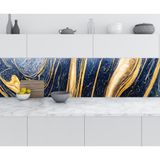 Sticker Art Mutfak Tezgah Arası Folyo Fayans Kaplama Folyosu Lüks Mavi Altın 60x500 CM