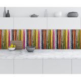 Sticker Art Mutfak Tezgah Arası Folyo Fayans Kaplama Folyosu Renkli Ahşaplar 60x100 CM