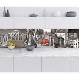 Sticker Art Mutfak Tezgah Arası Folyo Fayans Kaplama Folyosu Retro Siyah Beyaz Şehir 60x500 CM