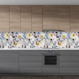 Sticker Art Mutfak Tezgah Arası Folyo Fayans Kaplama Folyosu Sarı Renkli Çiçekler 60 x 100