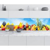 Sticker Art Mutfak Tezgah Arası Folyo Fayans Kaplama Folyosu Sebze Meyve Mavi Gökyüzü 60x300 CM