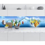 Sticker Art Mutfak Tezgah Arası Folyo Fayans Kaplama Folyosu Sebze Meyve Su 60x400 CM
