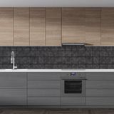 Sticker Art Mutfak Tezgah Arası Folyo Fayans Kaplama Folyosu Siyah Fayans 60 x 300