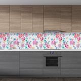 Sticker Art Mutfak Tezgah Arası Folyo Fayans Kaplama Folyosu Suluboya Çiçekler 60 x 300