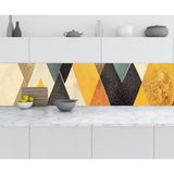 Sticker Art Mutfak Tezgah Arası Folyo Fayans Kaplama Folyosu Teknik Geometri 60x300 CM