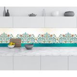 Sticker Art Mutfak Tezgah Arası Folyo Fayans Kaplama Folyosu Vintage Renkli Çiçek 60x500 CM