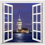 Sticker Art Pencere Poster Duvar Kağıdı Kız Kulesi Gece Yapışkanlı Sticker