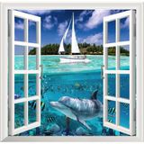 Sticker Art Pencere Poster Duvar Kağıdı Sualtı Tekne Yapışkanlı Sticker