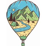 Sticker Atölyesi Kamp - Outdoor - Uçan Balon (Şeffaf) Sticker - 20563-1 Beyaz Şeffaf 10 x 7 cm - Renkli - 100x73 cm