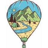 Sticker Atölyesi Kamp - Outdoor - Uçan Balon (Şeffaf) Sticker - 20563-1 Renkli 6 x 4.5 cm