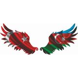 Sticker Atölyesi Türkiye Azerbaycan Bayrak Sticker - 25 x 10 cm - Renkli