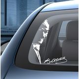 Sticker Dizayn Atatürk ve Imza Sticker, Mustafa Kemal Atatürk Silüet ve Imza, Araba Oto Motosiklet Karavan Sticker 00627 - 60x46 Cm - Beyaz