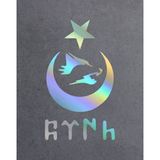 Sticker Dizayn Ay Yıldız Kurt ve Göktürkçe Türk Yazısı Sticker - Araba Oto Motosiklet Karavan Cam Sticker - 00328 - Hologram - 50x29 Cm