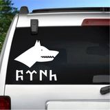 Sticker Dizayn Kurt ve Göktürkçe Türk Sticker - Araba Oto Motosiklet Karavan Sticker 00261 - 50x45 Cm - Beyaz
