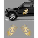 Sticker Dizayn Kurukafa Punisher Sticker (2 Adet ) - Araba Oto Cam Motosiklet Karavan Sticker - 4x4 Offroad Kamp Adventure Sticker - 00100 - Altın - 100x95 Cm