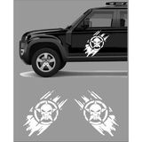 Sticker Dizayn Kurukafa Punisher Sticker (2 Adet ) - Araba Oto Cam Motosiklet Karavan Sticker - 4x4 Offroad Kamp Adventure Sticker - 00100 - Beyaz - 80x77 Cm