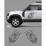 Sticker Dizayn Kurukafa Punisher Sticker (2 Adet ) - Araba Oto Cam Motosiklet Karavan Sticker - 4x4 Offroad Kamp Adventure Sticker - 00100 - Gri - 40x38 Cm