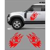 Sticker Dizayn Kurukafa Punisher Sticker (2 Adet ) - Araba Oto Cam Motosiklet Karavan Sticker - 4x4 Offroad Kamp Adventure Sticker - 00100 - Kırmızı - 12x11 Cm