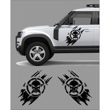 Sticker Dizayn Kurukafa Punisher Sticker (2 Adet ) - Araba Oto Cam Motosiklet Karavan Sticker - 4x4 Offroad Kamp Adventure Sticker - 00100 - Siyah - 80x77 Cm