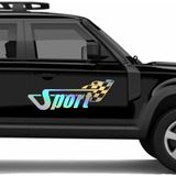 Sticker Dizayn Sports Sticker Damalı Bayrak Yarış Rally Sticker Araba Oto Motosiklet Sticker 02508 - 80x28 Cm - Çok Renkli