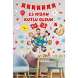 Sticker Ekspres 23 Nisan Ulusal Egemenlik Ve Çocuk Bayramı Atatürk Cam Kapı Duvar Sticker Seti