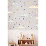 Sticker Ekspres Ayıcıklı Uçan Balonların Bulut Yıldız ve Yuvarlakları Çocuk Odası Duvar Sticker Seti