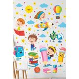 Sticker Ekspres Kalem Kitap Ve Çocuklar Anaokulu Kreş Okul Çocuk Odası Duvar Kapı Cam Sticker Seti