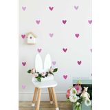 Sticker Ekspres Mor Ve Lila Asimetrik Kalpler Çocuk Odası Duvar Sticker Seti