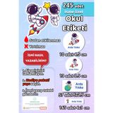 Sticker Ekspres Okul Etiketi Astronot Uzay Temalı Kalem Defter Etiketi Özel İsim Yazılabilen Etiket 245 Adet