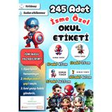 Sticker Ekspres Okul Etiketi Avengers Yenilmezler Temalı Kalem Defter Etiketi Özel İsim Yazılabilen Etiket 245 Adet İsim Etiketi
